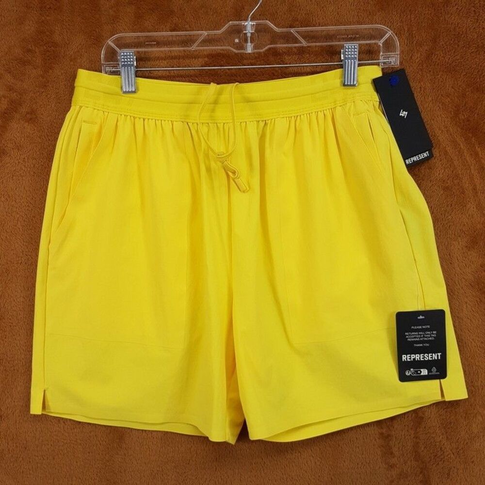 REPRESENT Shorts Mens XL Yellow Team 247 Fused Lemon Athletic Drawstring
